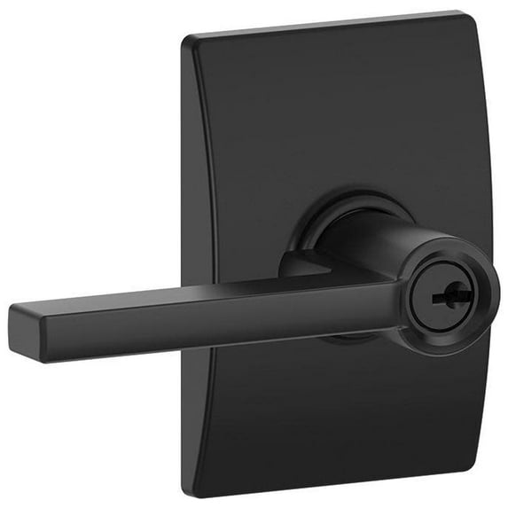 Schlage F51-Lat-Cen Latitude Single Cylinder Keyed Entry Door Lever Set - Black