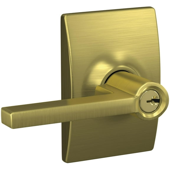 Schlage F51-Lat-Cen Latitude Single Cylinder Keyed Entry Door Lever Set - Brass
