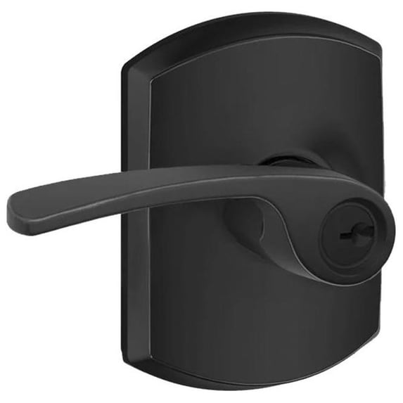 Schlage F51AMER622GRW Merano Single Cylinder Keyed Entry Door Lever Set - Black