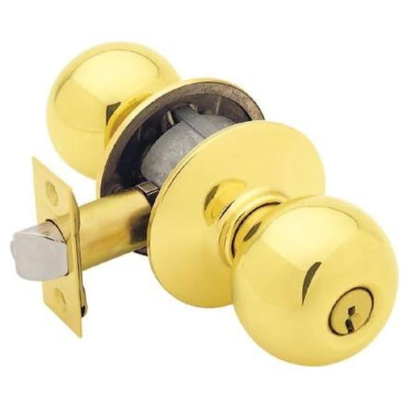 Schlage F51A Orbit Keyed Entry Lock C Keyway with 16211 Latch 10063 Strike Bright Brass Finish