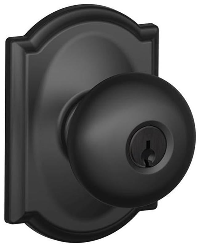 Schlage F51APLY622CAM Plymouth Keyed Entry Door Knob Set - Black