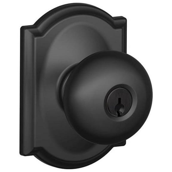 Schlage F51-Ply-Cam Plymouth Keyed Entry Door Knob Set - Black