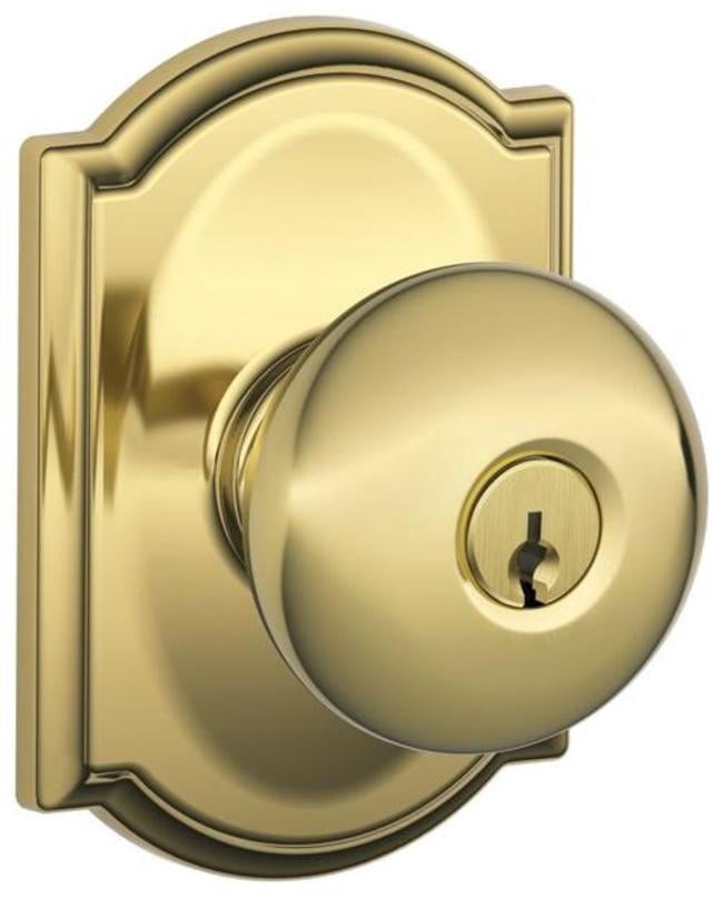 Schlage F51APLY605CAM Plymouth Keyed Entry Door Knob Set - Brass