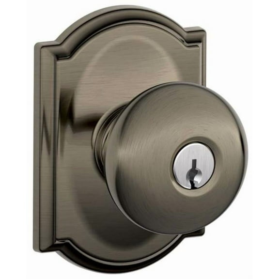 Schlage F51-Ply-Cam Plymouth Keyed Entry Door Knob Set - Grey