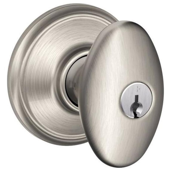 SCHLAGE F51A SIE 619 Siena Knob Keyed Entry Lock, Satin Nickel