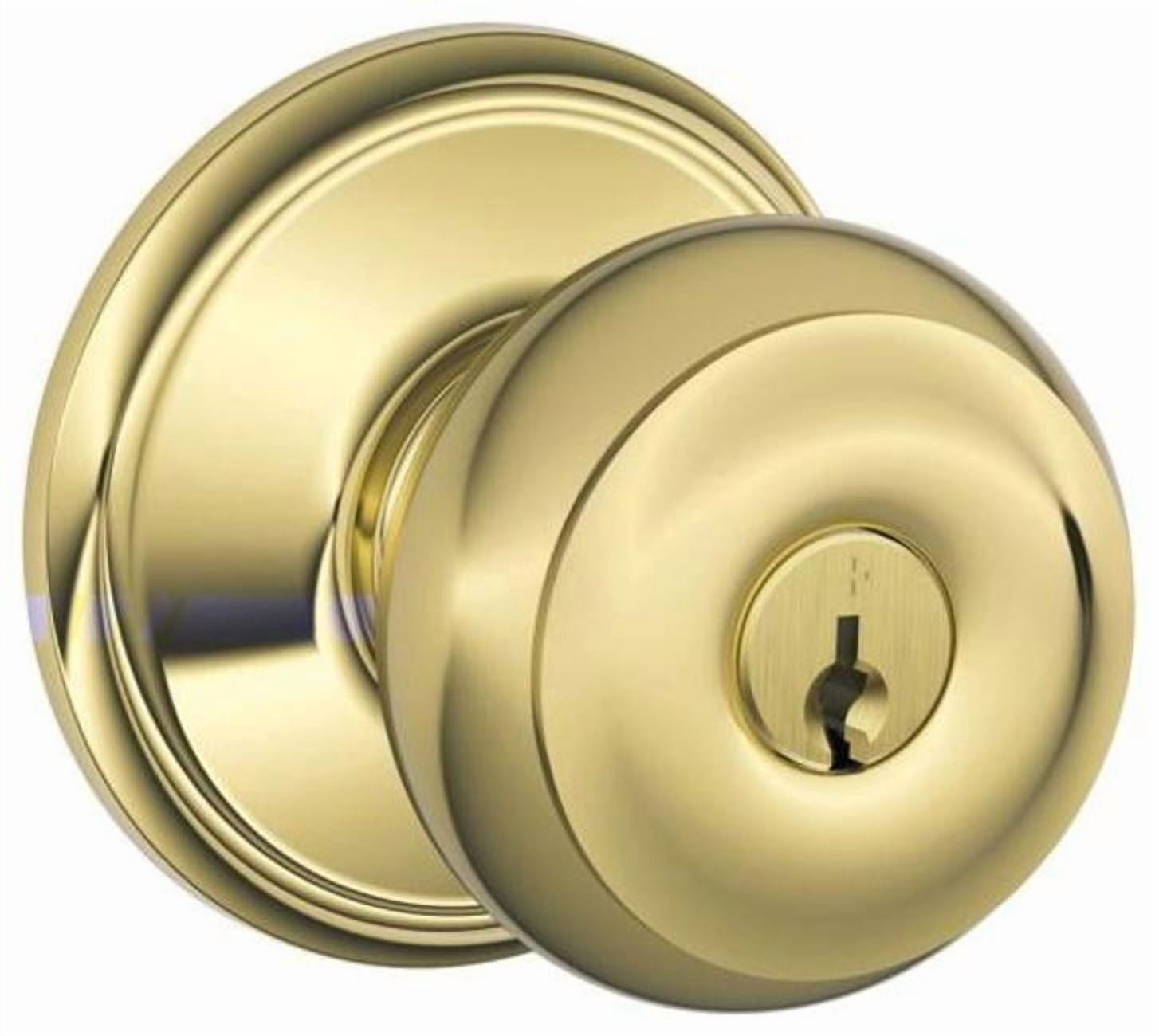 Schlage F51A GEO 505 605 Georgian Knob Keyed Entry Lock, Bright Brass