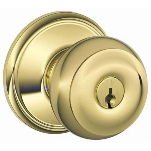 Schlage F51A GEO 505 605 Georgian Knob Keyed Entry Lock, Bright Brass
