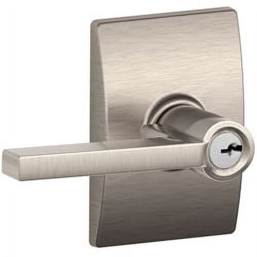 Schlage F51A LAT 619 CEN Latitude Lever with Century Trim Keyed Entry Lock, Satin Nickel