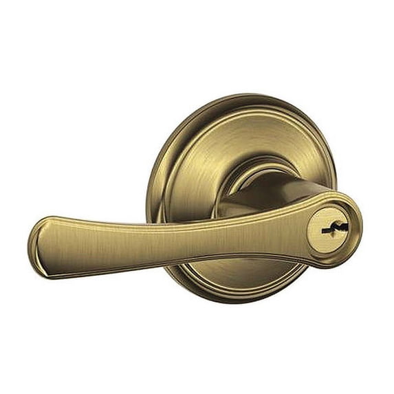 Schlage F51A-VLA-609 Antique Brass Keyed Entry Avila Style Lever