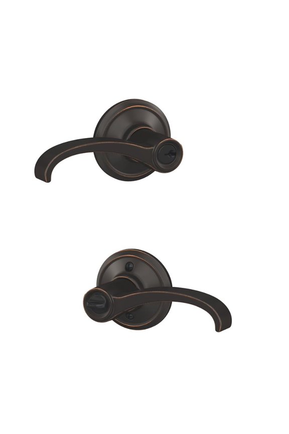 F51A Wit 716 Geo Whitney Lever with Georgian Trim Keyed Entry Lock, Aged Bronze