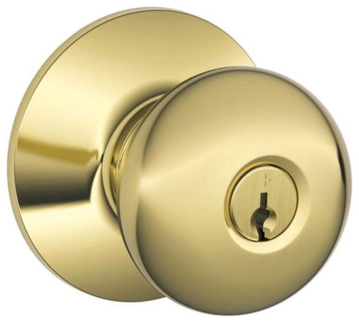 Schlage F51APLY505 Lifetime Polished Brass Plymouth Keyed Entry F51A Panic Proof Door Knob