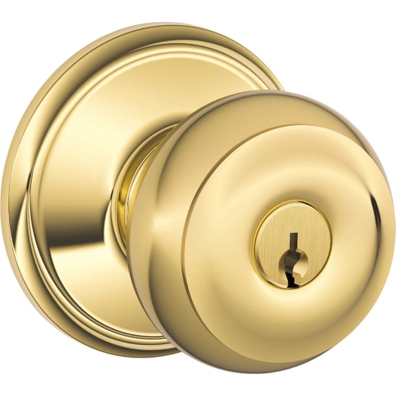 Schlage F51VGEO605 Bright Brass Georgian Keyed Entry Knob