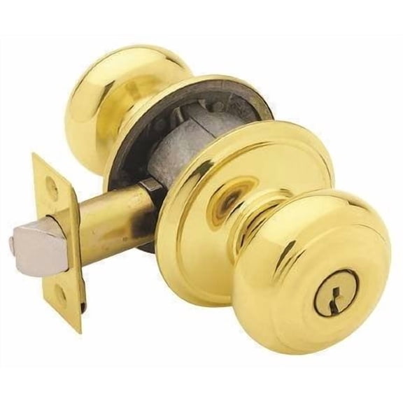 Schlage F51VGEO605 Bright Brass Georgian Keyed Entry Knob