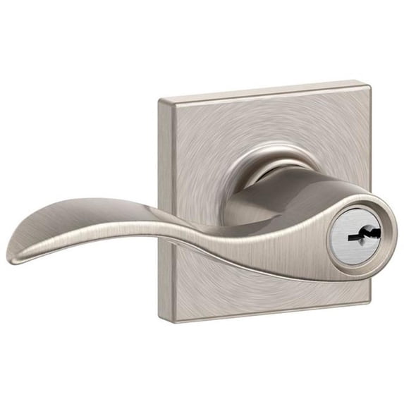 SCHLAGE Accent Lever with Collins Trim Keyed Entry Lock in Satin Nickel F51A ACC 619 COL