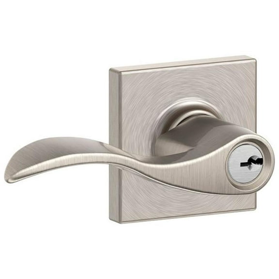 SCHLAGE Accent Lever with Collins Trim Keyed Entry Lock in Satin Nickel F51A ACC 619 COL