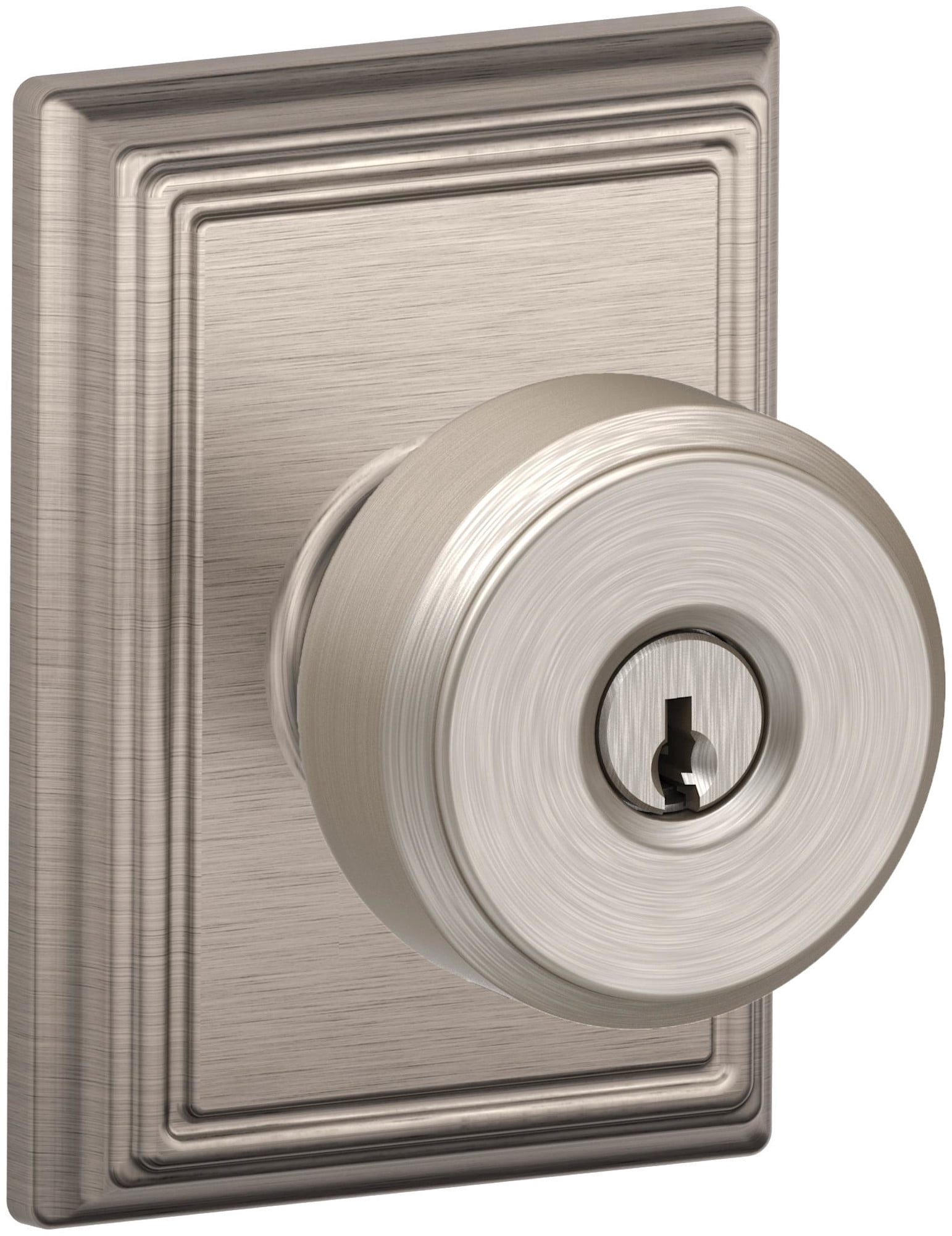 Schlage F51ABWE619ADD Bowery Keyed Entry Door Knob Set - Nickel