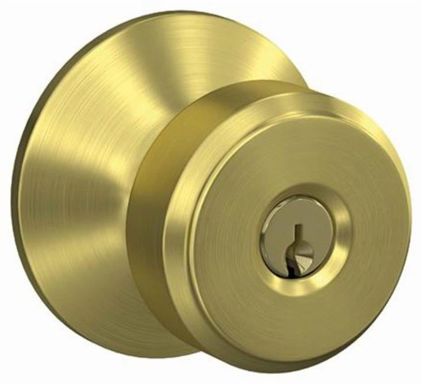 Schlage F51ABWE608 Bowery Keyed Entry Door Knob Set - Brass