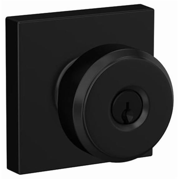 SCHLAGE F51A BWE 622 COL Bowery Knob with Collins Trim Keyed Entry Lock Matte Black