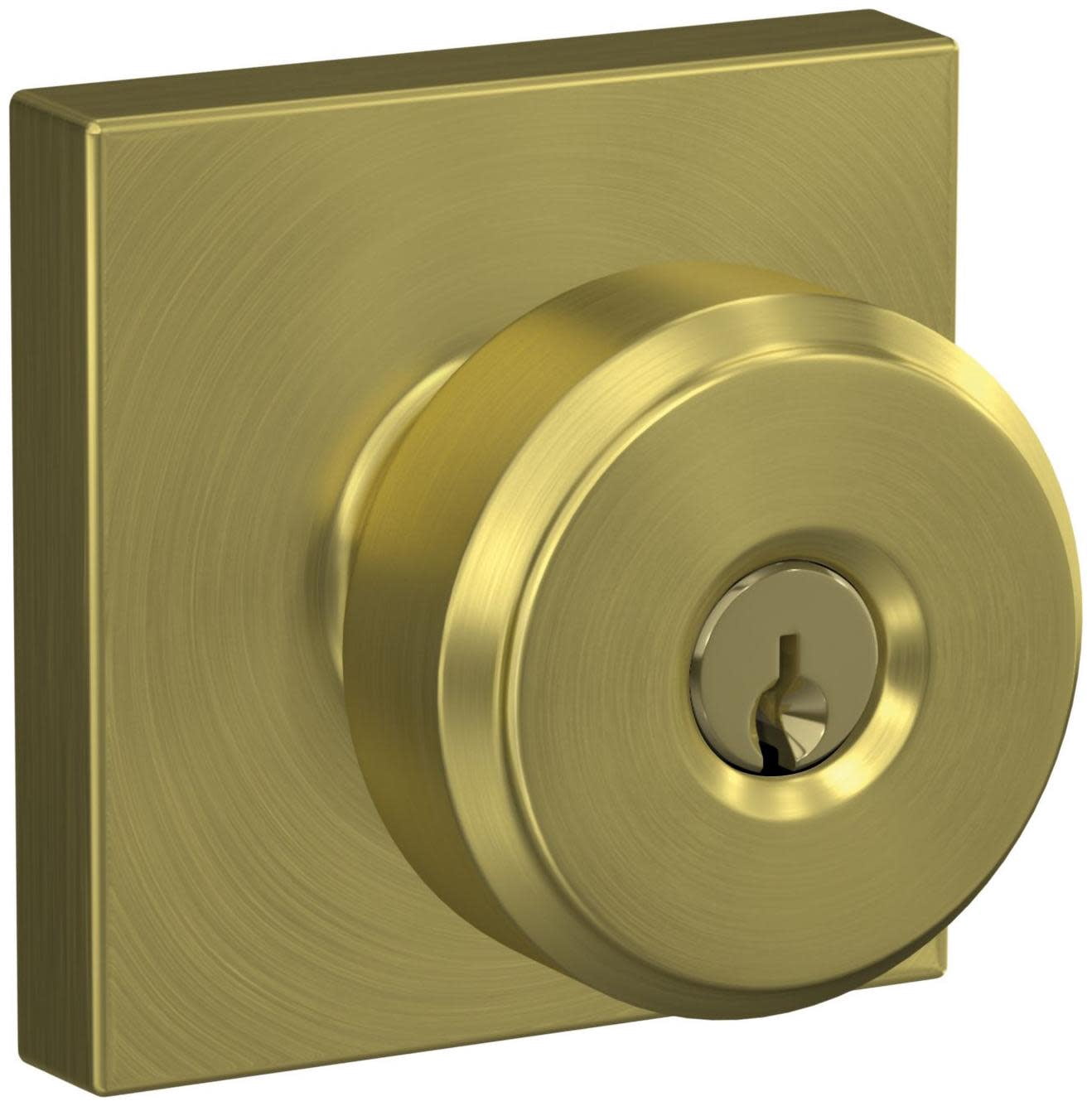 Schlage F51ABWE608COL Bowery Single Cylinder Keyed Entry Door Knob Set - Brass