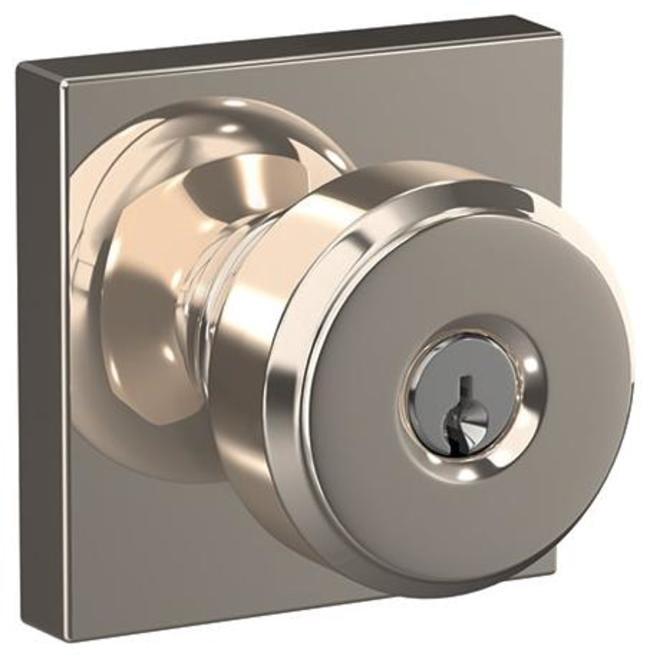 Schlage F51ABWE618COL Bowery Single Cylinder Keyed Entry Door Knob Set - Nickel