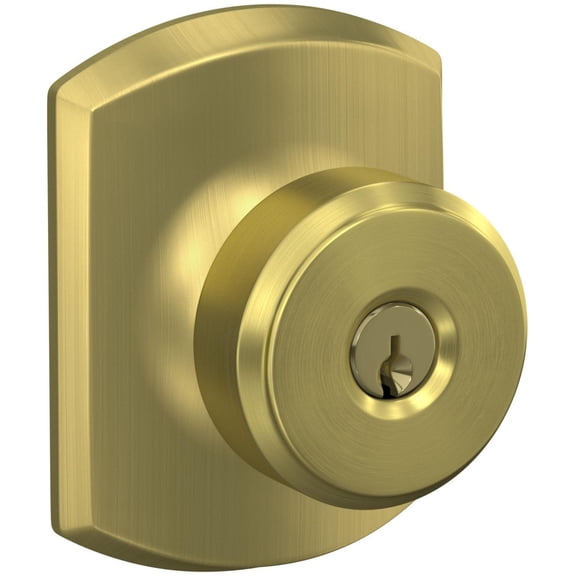 Schlage F51a-Bwe-Grw Bowery Single Cylinder Keyed Entry Door Knob Set - Brass