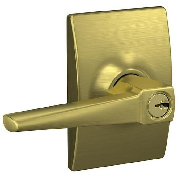 Schlage F51a-Elr-Cen Eller Single Cylinder Keyed Entry Door Lever Set - Brass