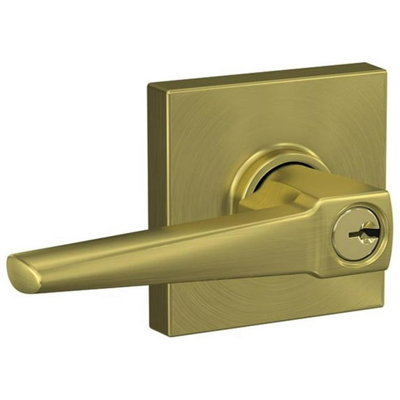 Schlage F51a-Elr-Col Eller Single Cylinder Keyed Entry Door Lever Set - Brass