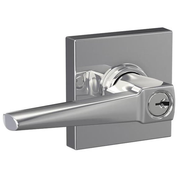Schlage F51AELR625COL Eller Single Cylinder Keyed Entry Door Lever Set - Chrome