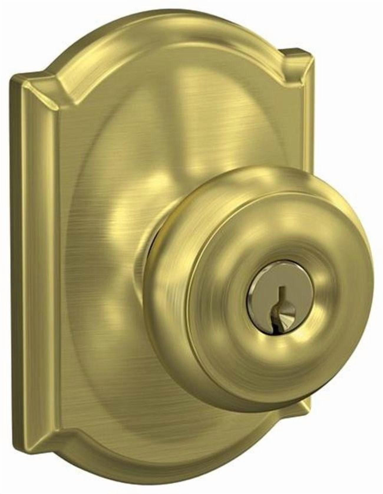 Schlage F51AGEO608CAM Georgian Keyed Entry Single Cylinder Door Knob Set - Brass