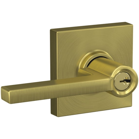 Schlage F51ALAT608COL Latitude Single Cylinder Keyed Entry Door Lever Set - Brass