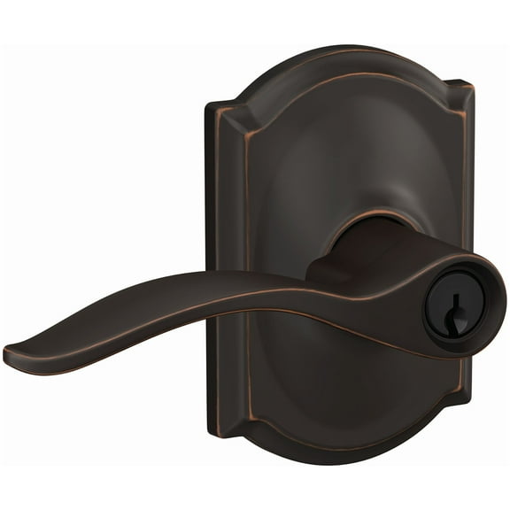 Schlage F51a-Pen-Cam Custom Pennant Passage Or Privacy Door Lever Set - Bronze
