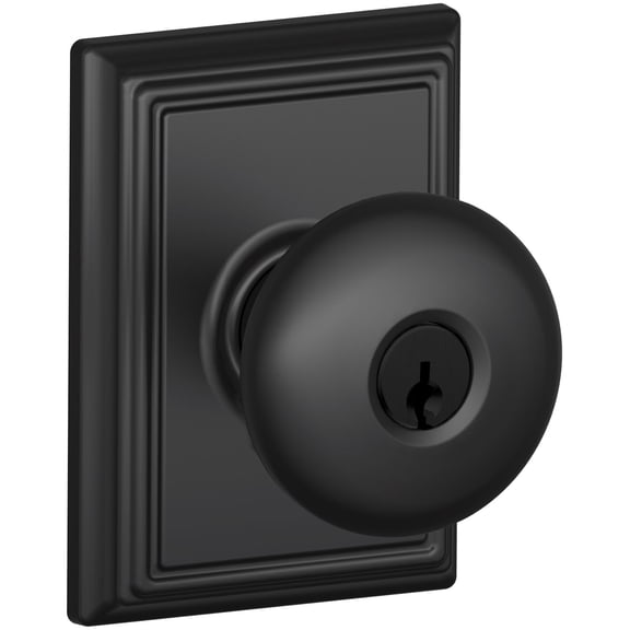 Schlage F51APLY622ADD Plymouth Keyed Entry Single Cylinder Door Knob Set - Black