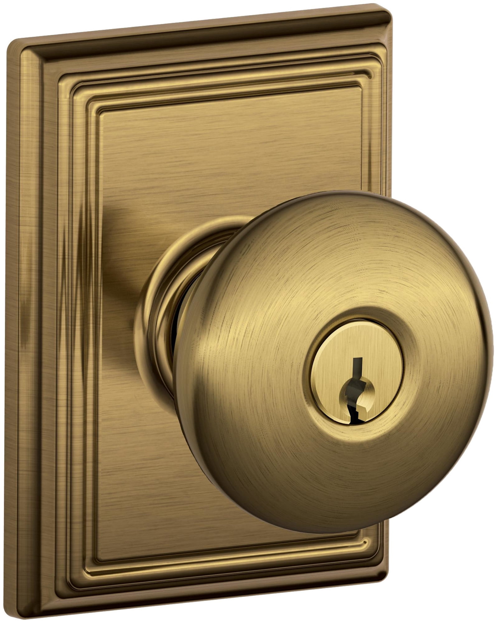 Schlage F51APLY609ADD Plymouth Keyed Entry Single Cylinder Door Knob Set - Brass