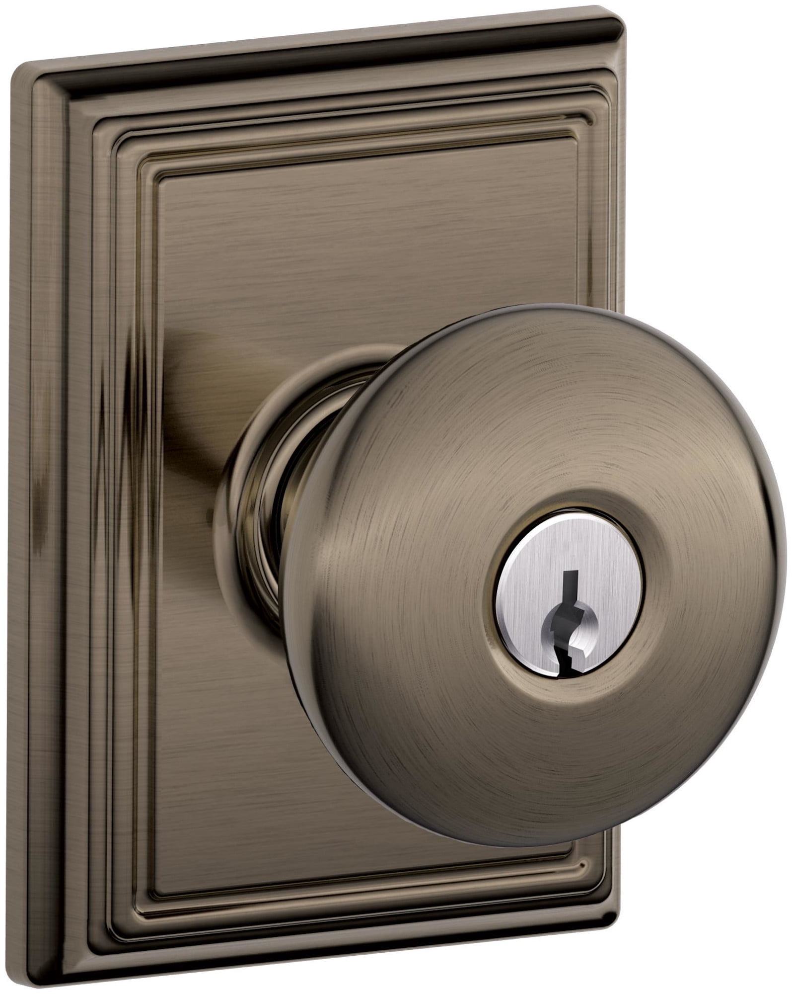 Schlage F51APLY620ADD Plymouth Keyed Entry Single Cylinder Door Knob Set - Grey