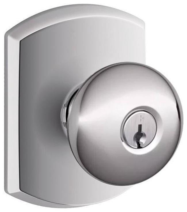 Schlage F51APLY625GRW Plymouth Keyed Entry Single Cylinder Door Knob Set - Chrome