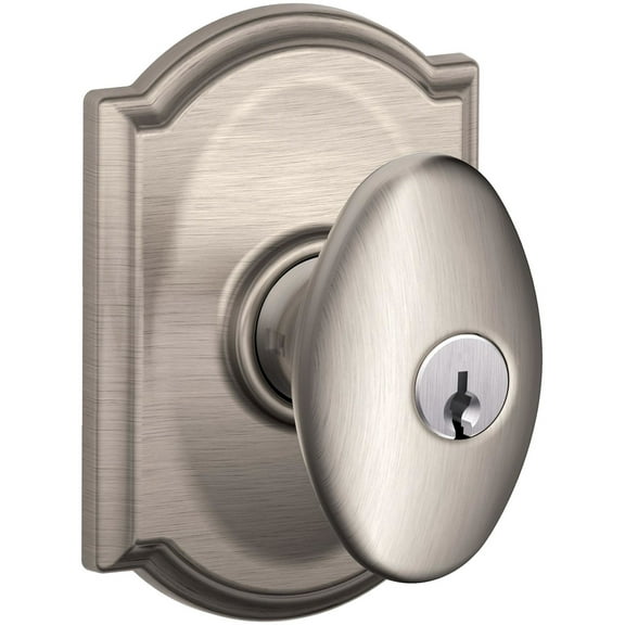 Schlage F51a-Sie-Cam Siena Keyed Entry Single Cylinder Door Knob Set - Nickel
