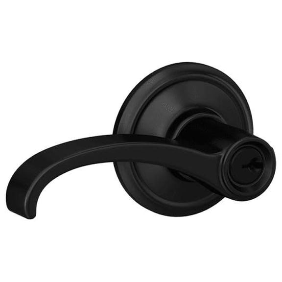 SCHLAGE F51A WIT 622 GEO Whitney Lever with Georgian Trim Keyed Entry Lock Matte Black