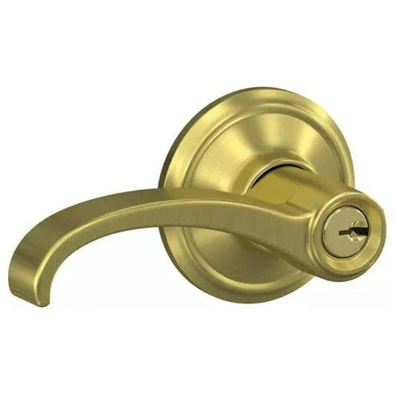 Schlage F51a-Wit-Ald Whitney Single Cylinder Keyed Entry Door Lever Set - Brass