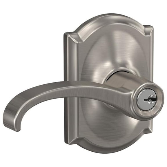 SCHLAGE F51A WIT 619 CAM Whitney Lever with Camelot Trim Keyed Entry Lock, Satin Nickel