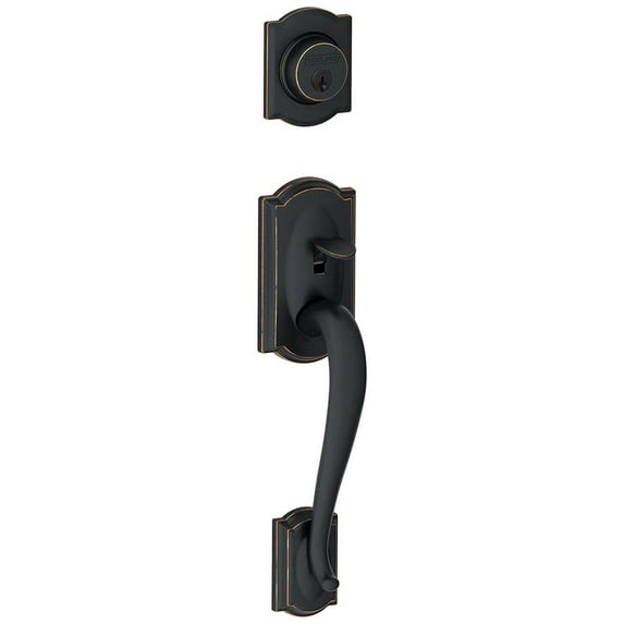 Schlage F58 CAM 716 Camelot Exterior Handleset with Deadbolt, Aged Bronze (Exterior Half Only)