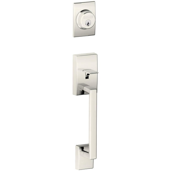 Schlage F58-CEN Century Single Cylinder Exterior Entrance Handleset from The F-S, Polished Nickel