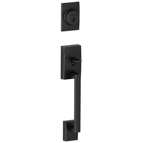 Schlage F58 Century Exterior Active Handleset C Keyway Aged Bronze Finish