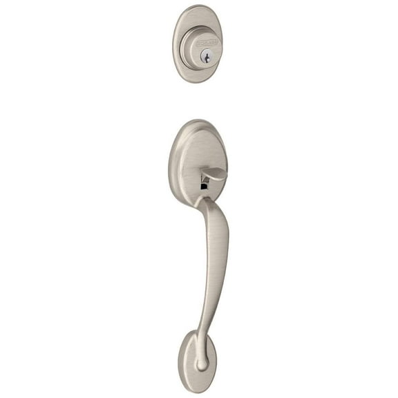 Schlage F58 PLY 619 Plymouth Exterior Handleset with Deadbolt, Satin Nickel (Exterior Half Only)