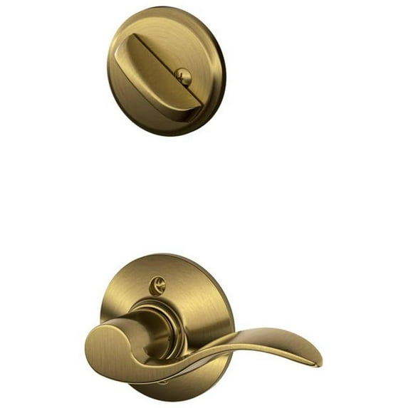 Schlage F59 ACC 609 LH Accent Interior Left-Handed Lever with Deadbolt, Antique Brass (Interior Half Only)