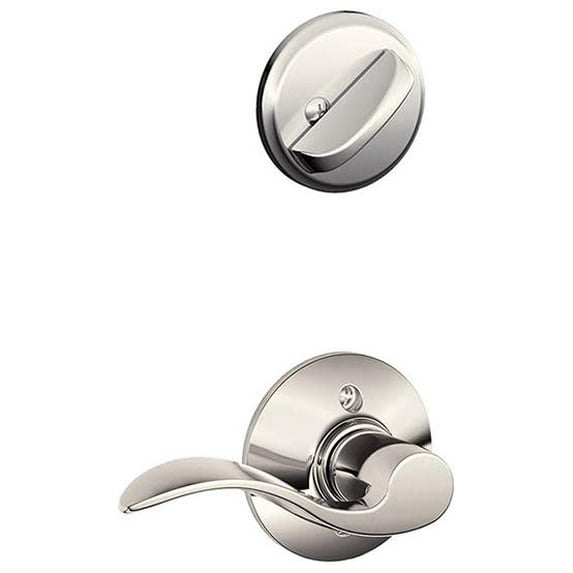 Schlage F59 ACC 618 RH Interior Single Cylinder Deadbolt Right Hand Accent Lever, Polished Nickel (Interior Half Only)