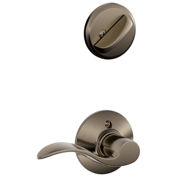 Schlage F59 ACC 620 RH Accent Interior Right-Handed Lever with Deadbolt, Antique Pewter (Interior Half Only)