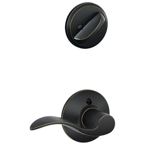 Schlage F59 ACC 716 RH Accent Interior Right-Handed Lever with Deadbolt, Aged Bronze (Interior Half Only)