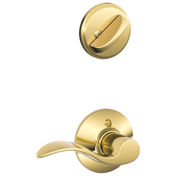 Schlage F59-ACC-RH Accent Right Handed Single Cylinder Interior Pack, Polished Brass