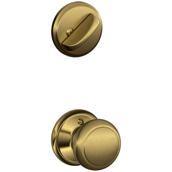 Schlage F59 AND 609 Andover Interior Knob with Deadbolt, Antique Brass (Interior Half Only)