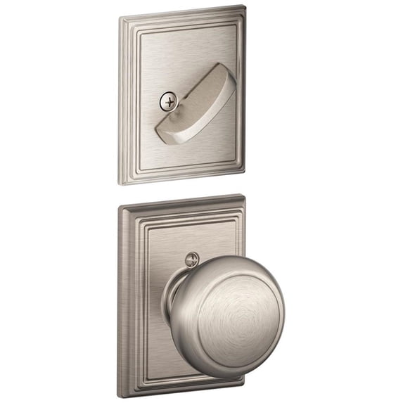 Schlage F59 AND 619 ADD Addison Collection Andover Handleset Interior Knob, Satin Nickel (Interior Half Only)